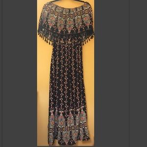 Fringe Detail Strapless Off The Shoulders Dress